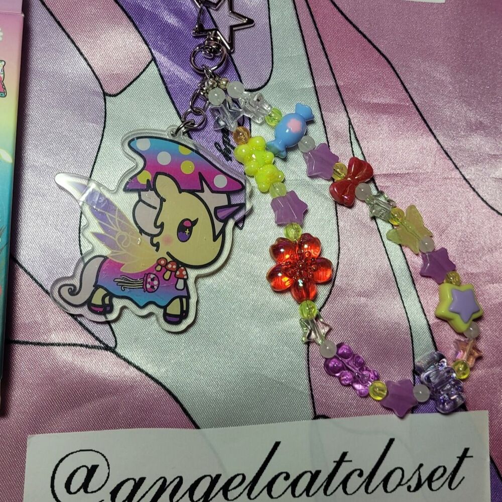 Handmade Tokidoki Unicorno Wristlet Keychain Bag Purse Charm 90s Y2K Style Gyaru